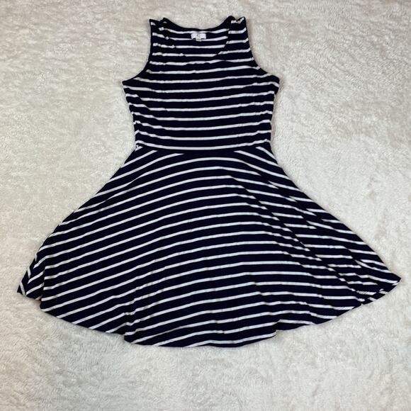 Charming Charlie navy and white striped sleeveless skater dress, size med - Picture 3 of 9